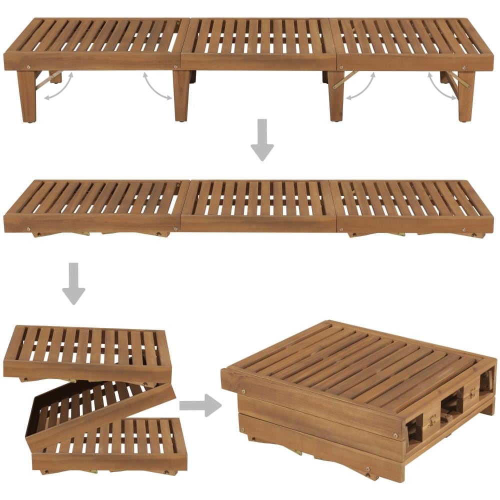 Lettino Prendisole Pieghevole Con Cuscino In Massello Di Acacia - Foto 8