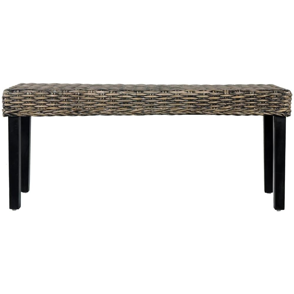 Panca 110 Cm Nera In Rattan Naturale Kubu E Massello Di Mango - Foto 2