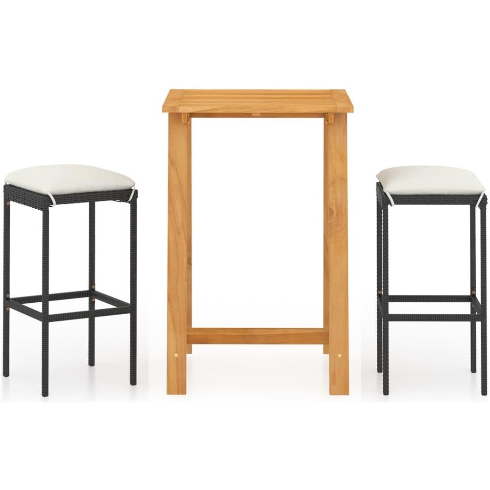 Set Bar da Giardino 3 pz con Cuscini Nero - Foto 1