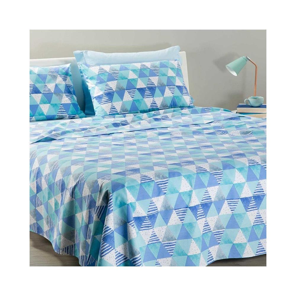 Litanika Set Biancheria Da Letto 7 Pezzi In Una Borsa – Trapunta A Zigzag Blu Oceano, Morbida E Lavabile - 3
