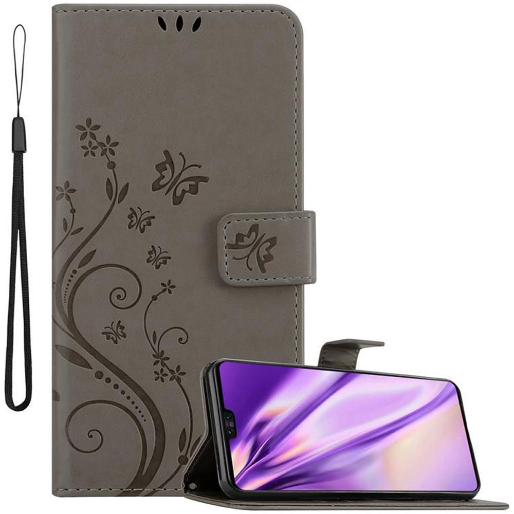 Custodia Compatibile Con Huawei Mate 30 In Grigio Fiore - Coperchio Protettivo In Design Floreale Con Chiusura Magnetica, Funzione Stand E Slot Per Carte - Foto 1