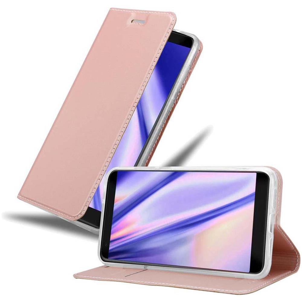 Custodia Compatibile Con Zte Blade V9 In Classy Oro Rosa - Coperchio Protettiva Con Chiusura Magnetica, Funzione Stand E Tasca Per Le Carte - Foto 1