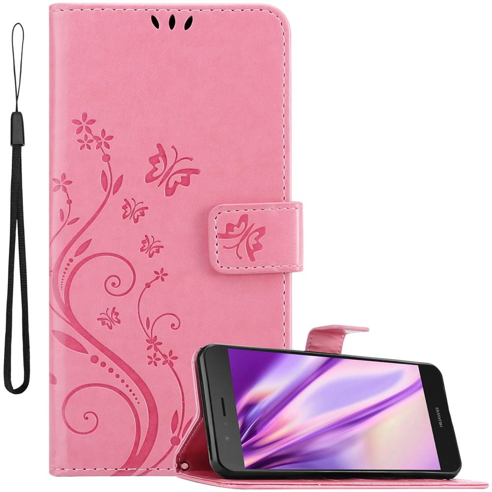 Cadorabo Custodia Compatibile Con Huawei P9 Lite In Rosa Fiore - Coperchio Protettivo In Design Floreale Con Chiusura Magnetica, Funzione Stand E Slot Per Carte - Foto 1