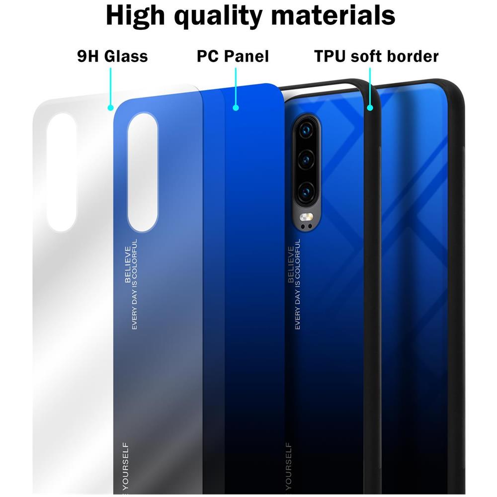 Cadorabo Custodia Compatibile Con Huawei P30 In Blu - Nero - Coperchio Protettivo Bicolore In Vetro Temperato E Silicone Tpu - Foto 7