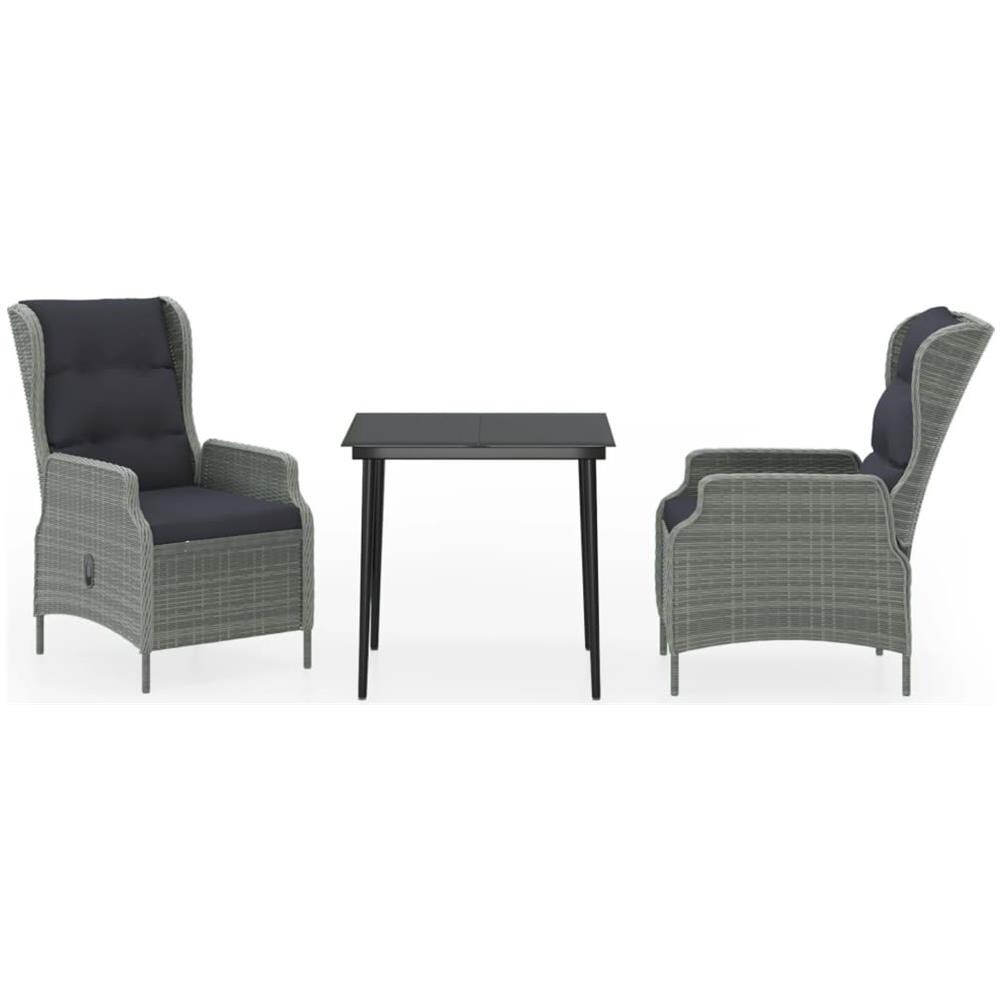Set Mobili Da Pranzo Per Giardino 3 Pz Grigio Chiaro - Foto 2