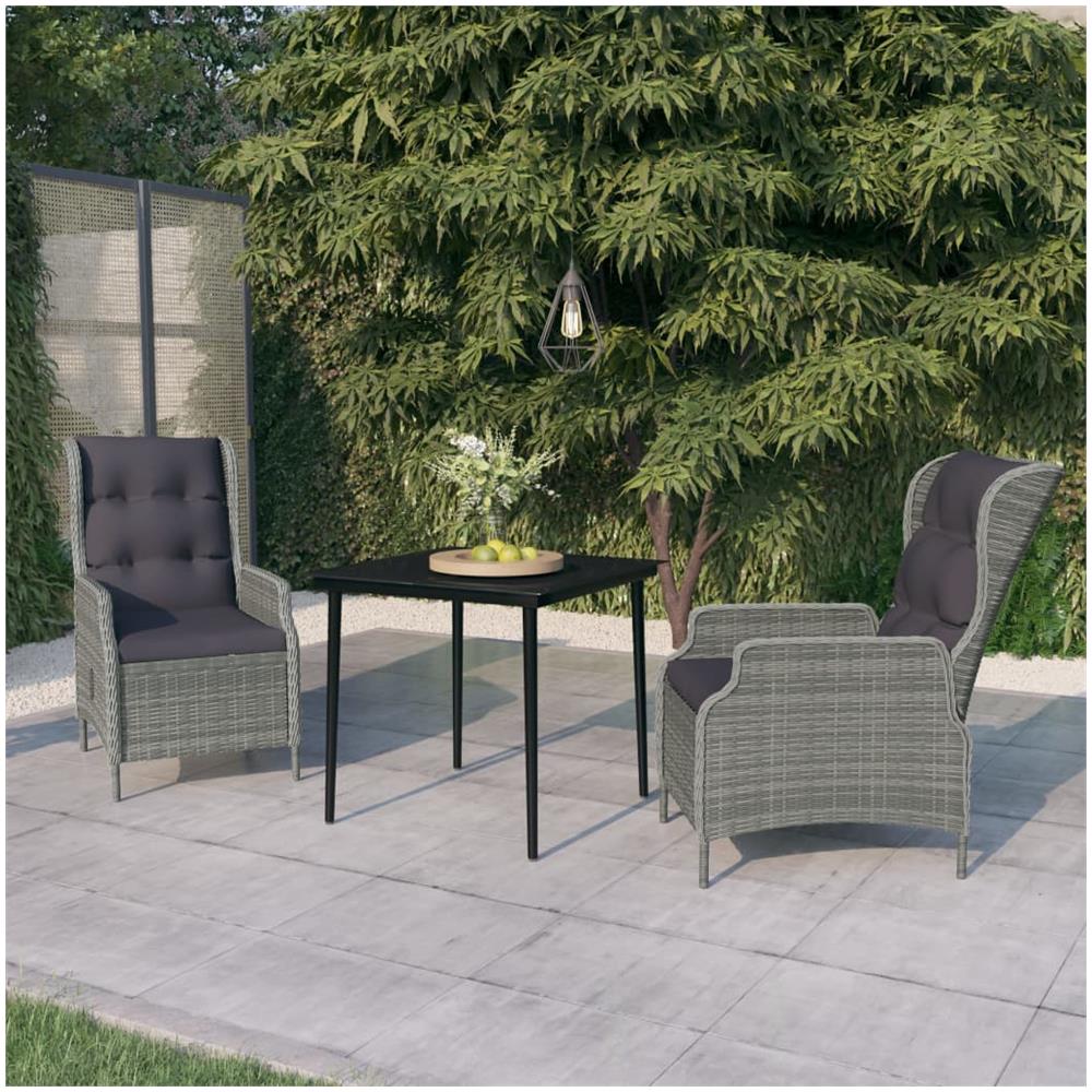 Set Mobili Da Pranzo Per Giardino 3 Pz Grigio Chiaro - Foto 1