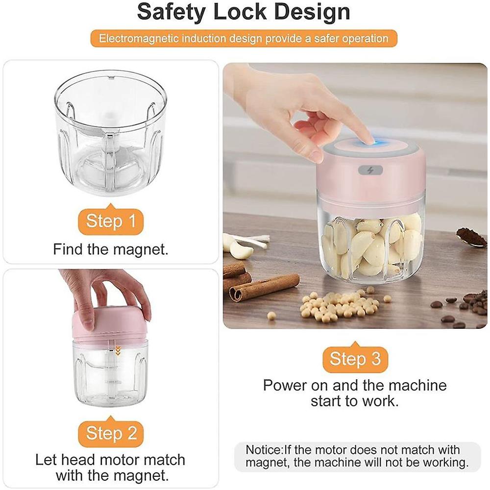 4-in-1 Set Mini Tritatutto Ricaricabile USB Affettaverdure Elettrico Portatile Multiuso da Cucina Lama in Tritatutto di Alimenti Cutter per Carne, Verdure, Frutta e Cipolla