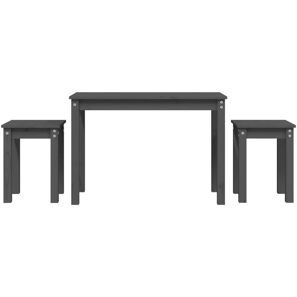 Tavolini A Incastro 3 Pz Grigio In Legno Massello Di Pino - Foto 2