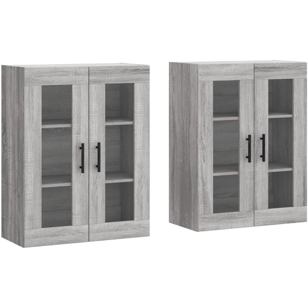 Armadietti A Parete 2 Pz Grigio Sonoma In Legno Multistrato - Foto 2