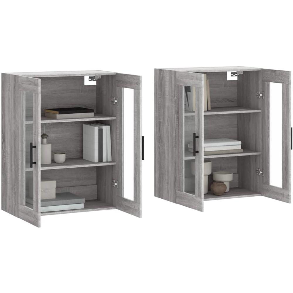 Armadietti A Parete 2 Pz Grigio Sonoma In Legno Multistrato - Foto 3