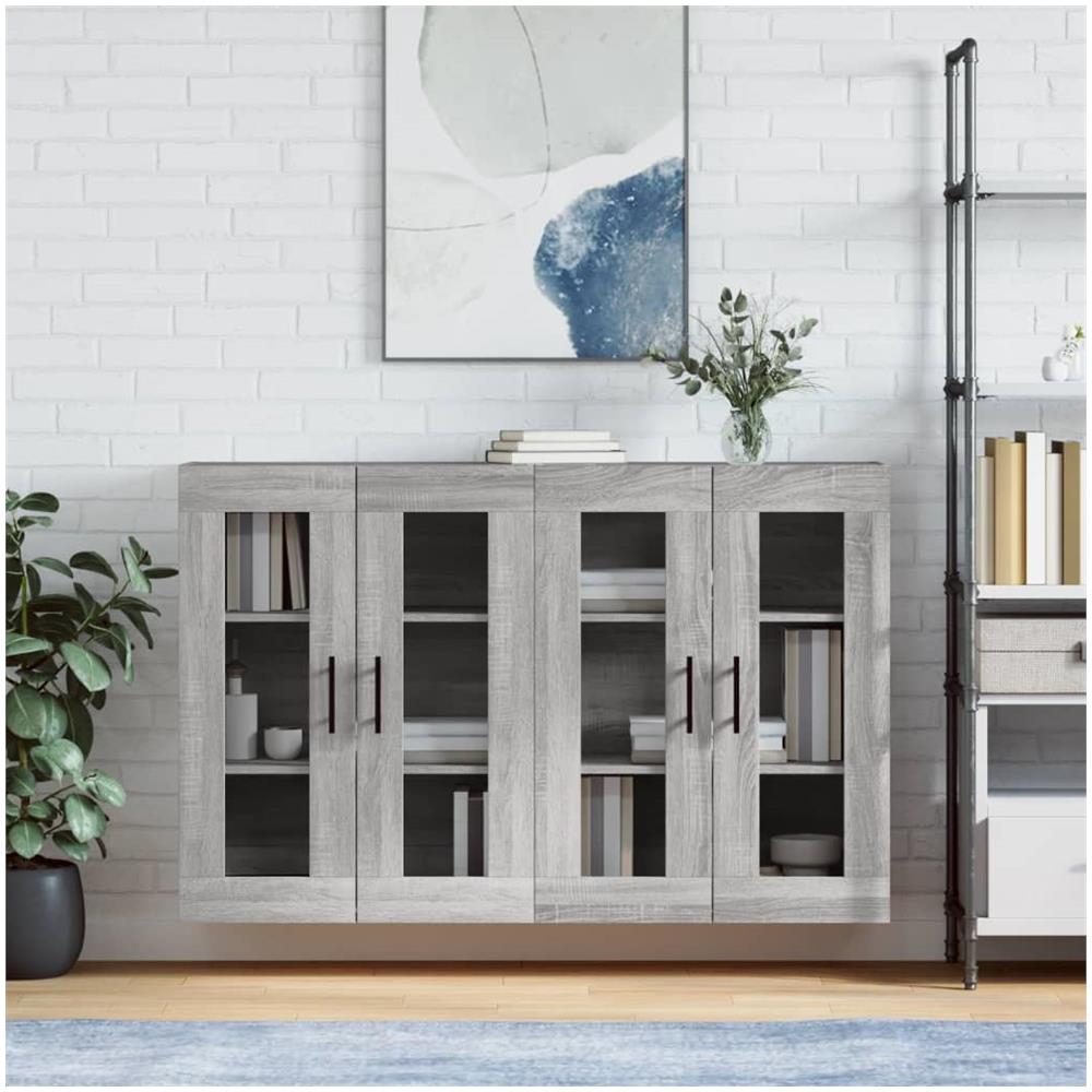 Armadietti A Parete 2 Pz Grigio Sonoma In Legno Multistrato - Foto 1