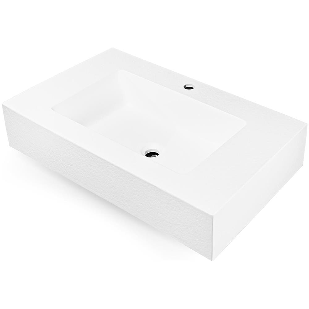 Top Lavabo Sospeso In Materiale Marmo Resina Finitura Asfalto *** Misure : 100x46x15 Cm, Tinta : Bianco - Foto 1