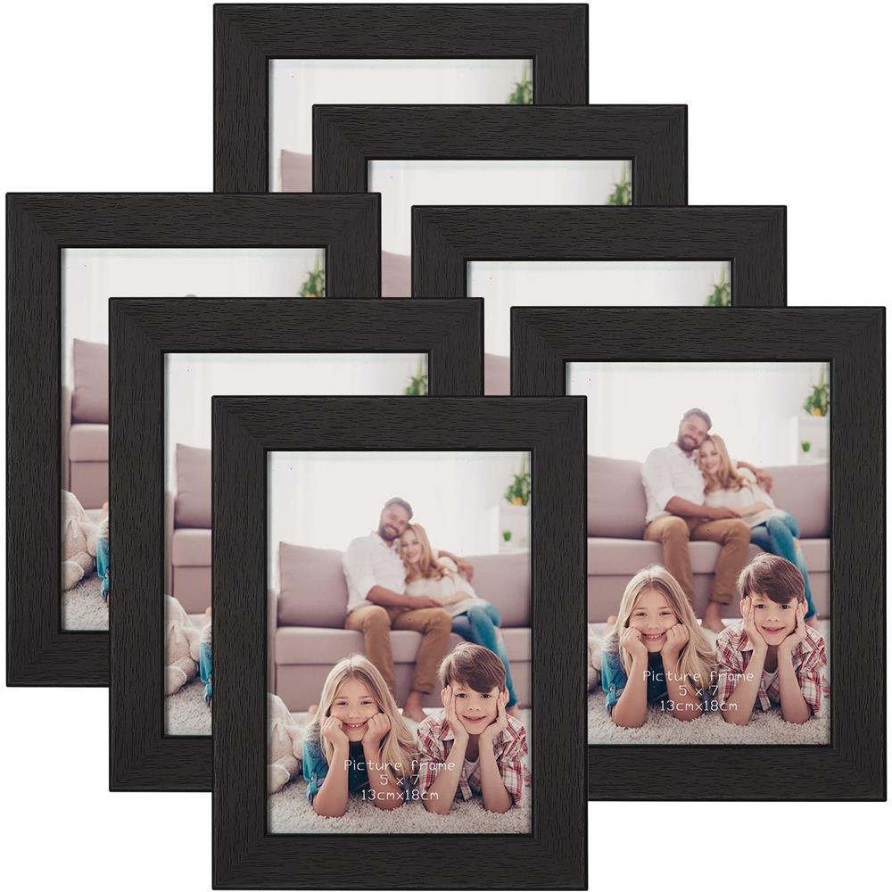 Cornici Per Foto 5 X 7, Cornici Per Foto Nere 5x7 Set Per Parete Da Tavolo Visualizzazione Orizzontale O Verticale, Confezione Da 7 - Foto 1