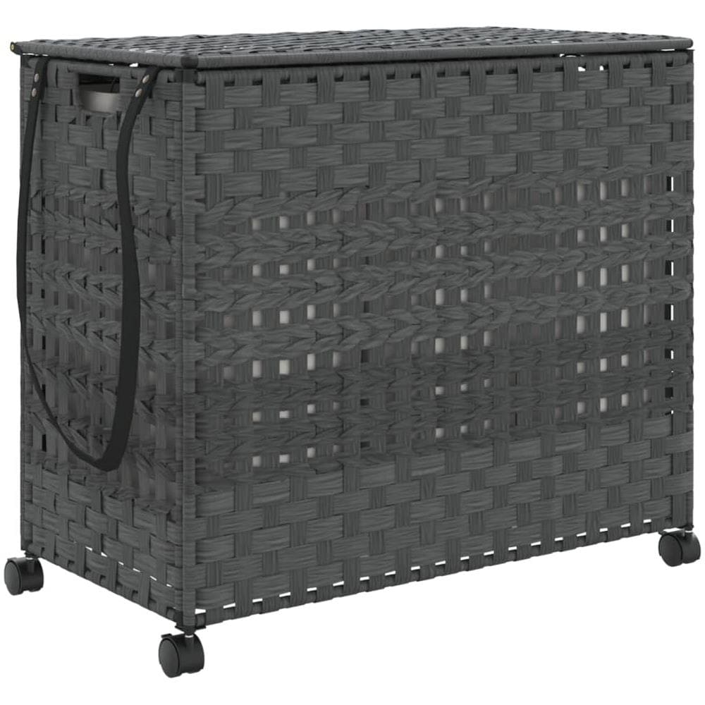 Cesto Portabiancheria Con Ruote Grigio 66x35x60 Cm Rattan - Foto 2