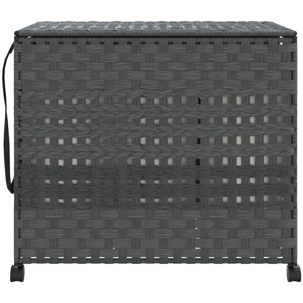 Cesto Portabiancheria Con Ruote Grigio 66x35x60 Cm Rattan - Foto 3