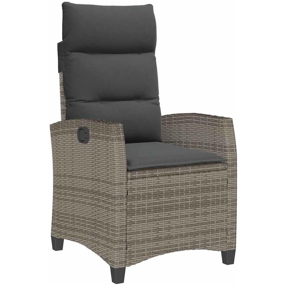 Sedia Reclinabile da Giardino con Tavolino Grigio Polyrattan - Foto 1