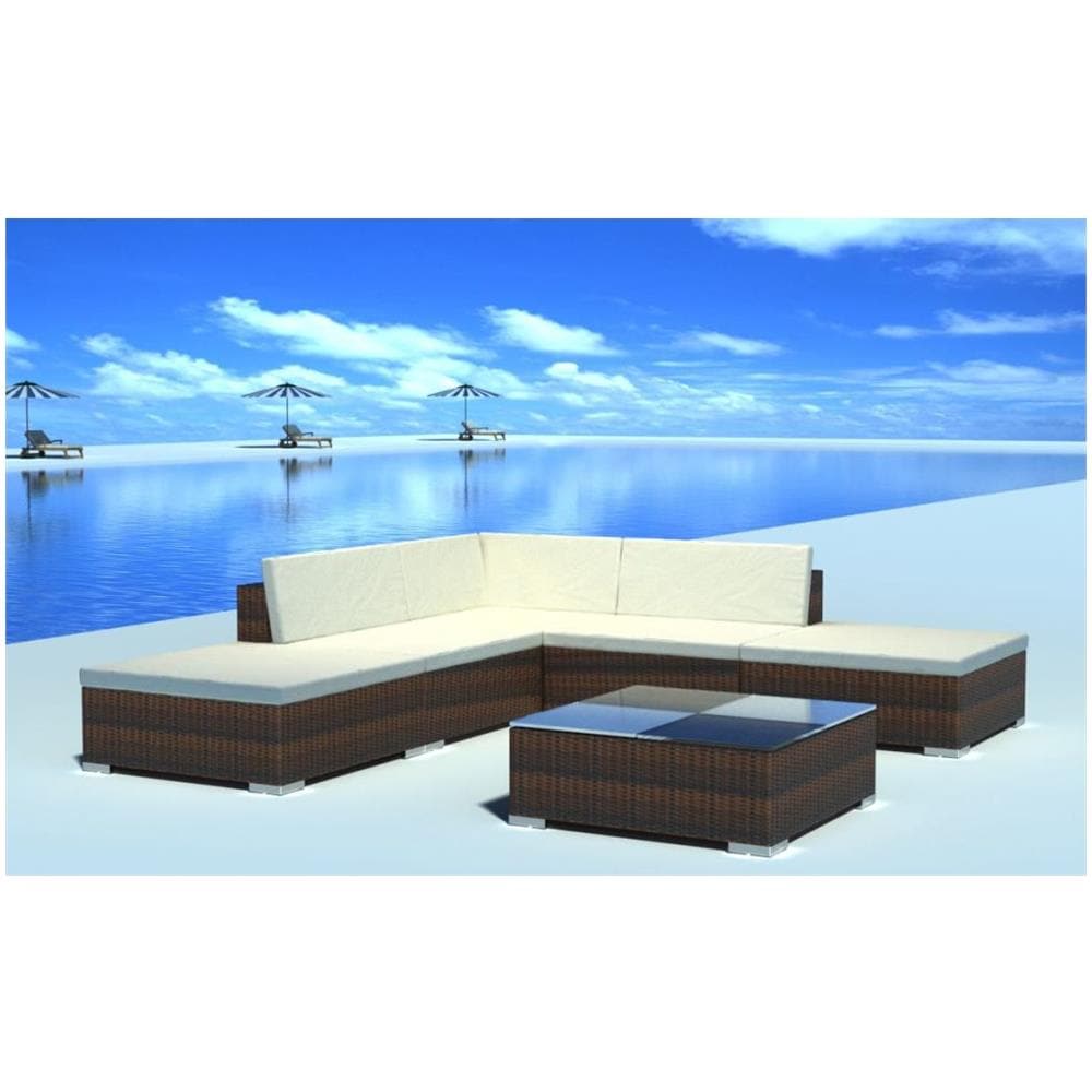 Set Da Seduta Giardino In Polirattan Marrone 15 Pz - Foto 6