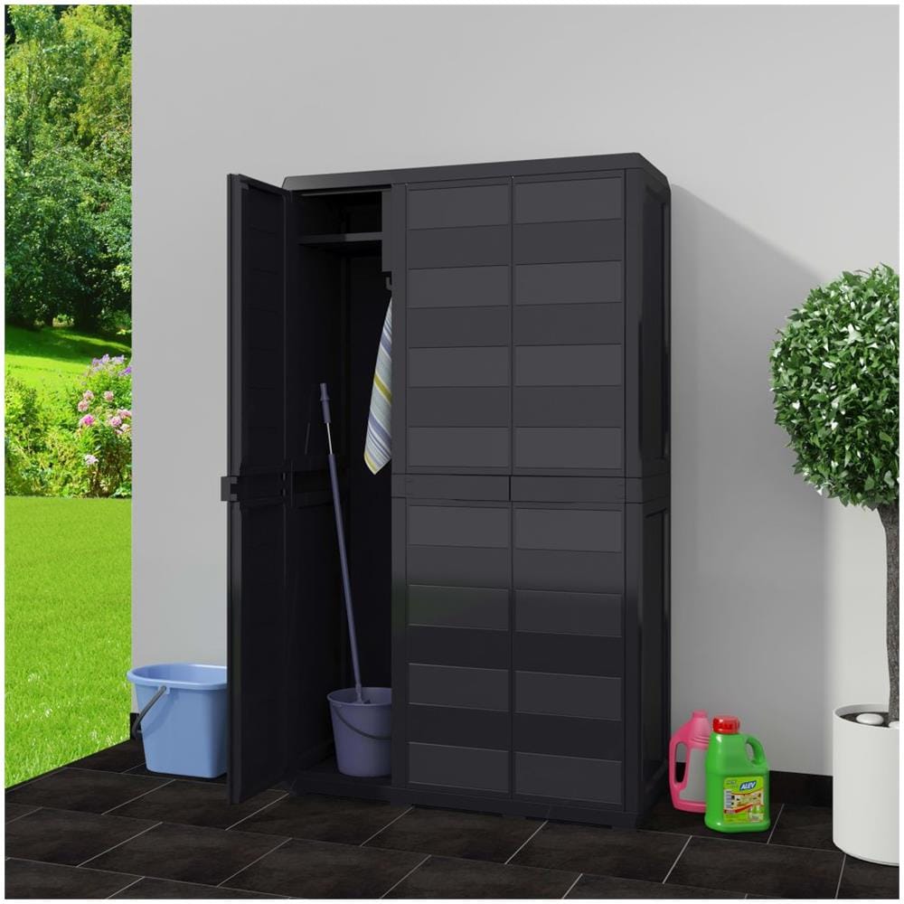 Armadietto Da Giardino A 4 Ripiani Nero - Foto 2