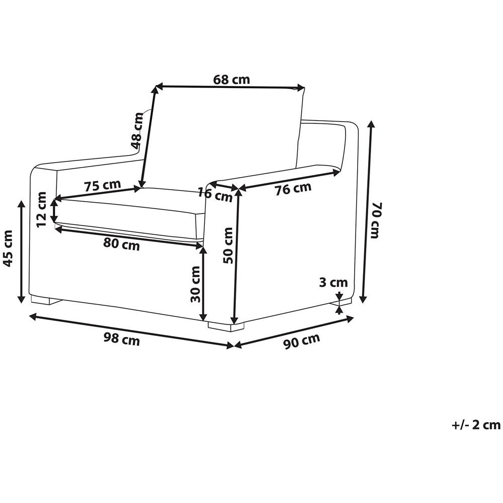 Set Di 2 Poltrone Da Giardino Rattan Marrone Chiaro Cuscini Bianco Crema Ardea - Foto 2