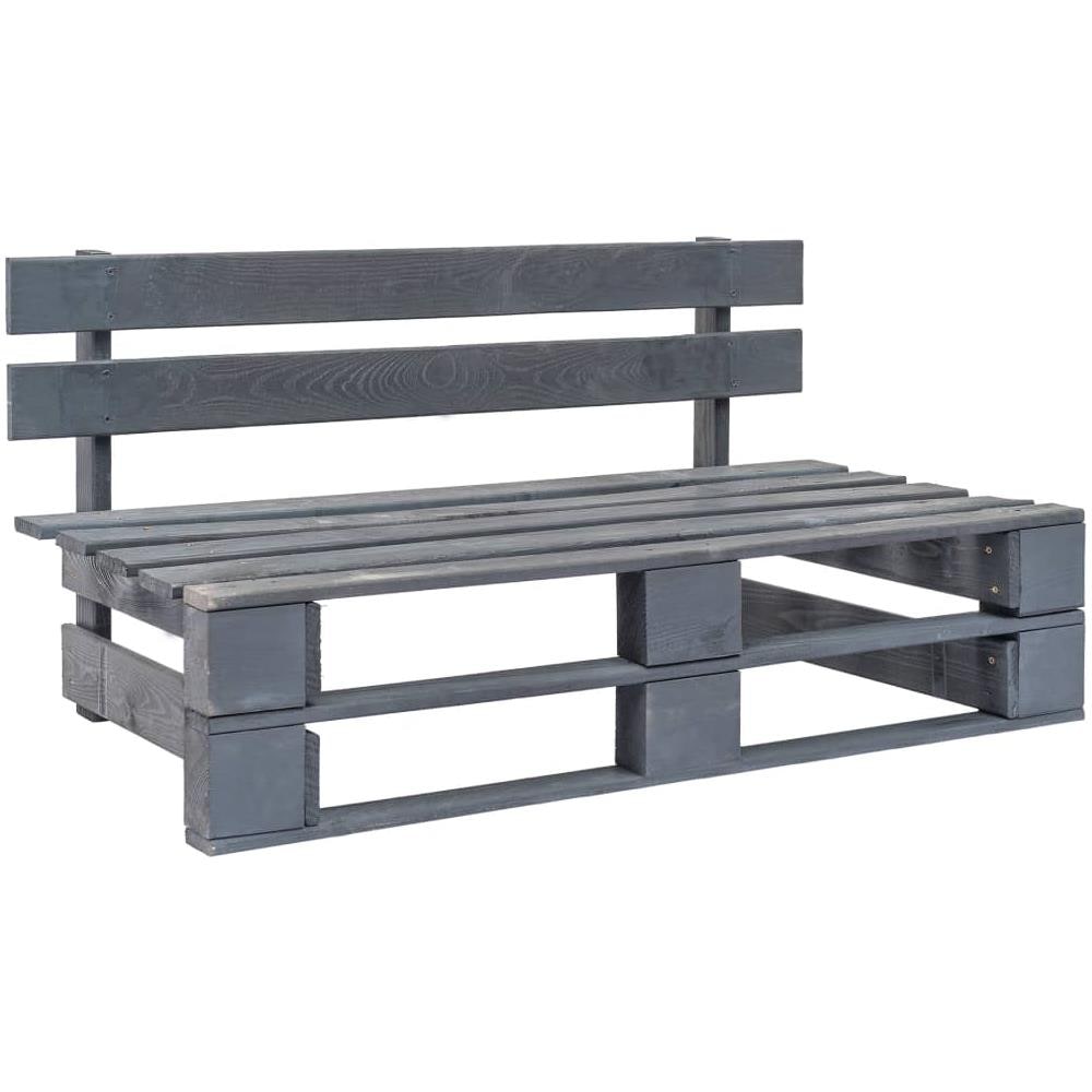 Divano Centrale Giardino su Pallet Grigio Legno Pino Impregnato - Foto 2