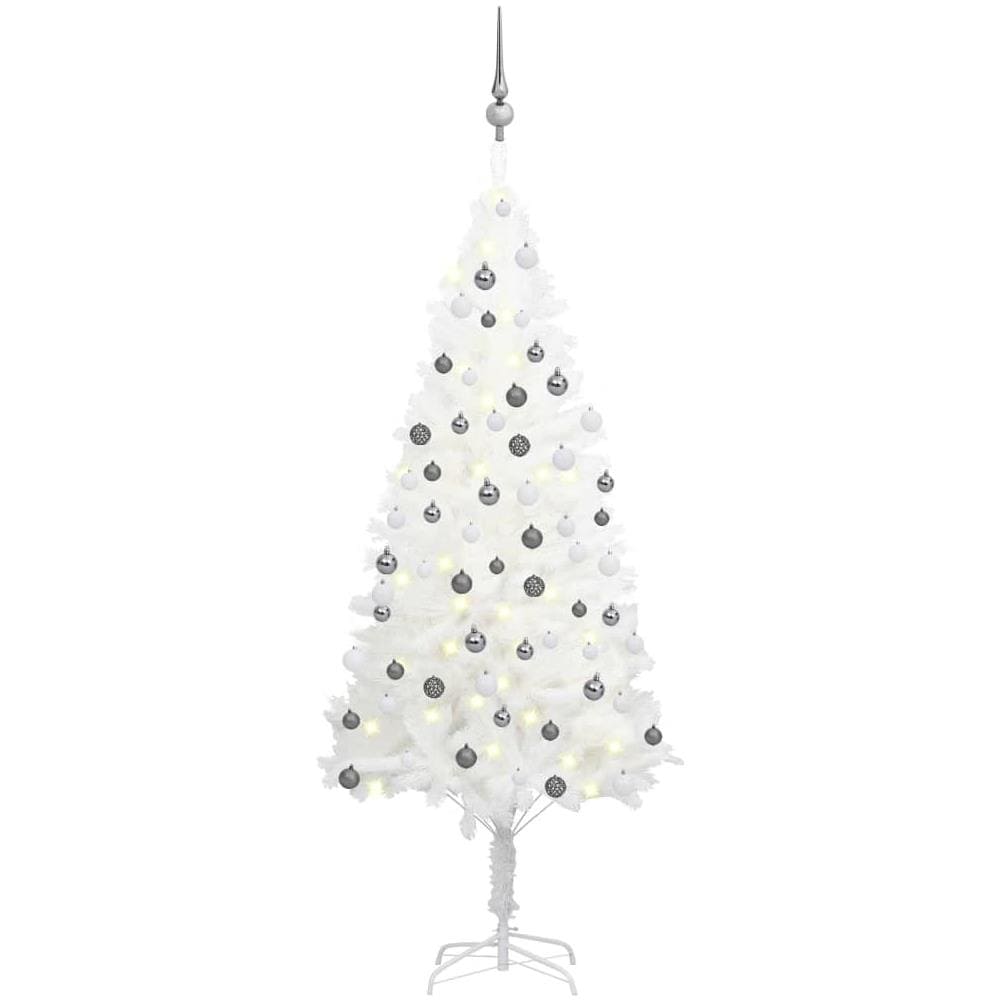 Set Albero Natale Artificiale con LED e Palline Bianco 150 cm - Foto 1