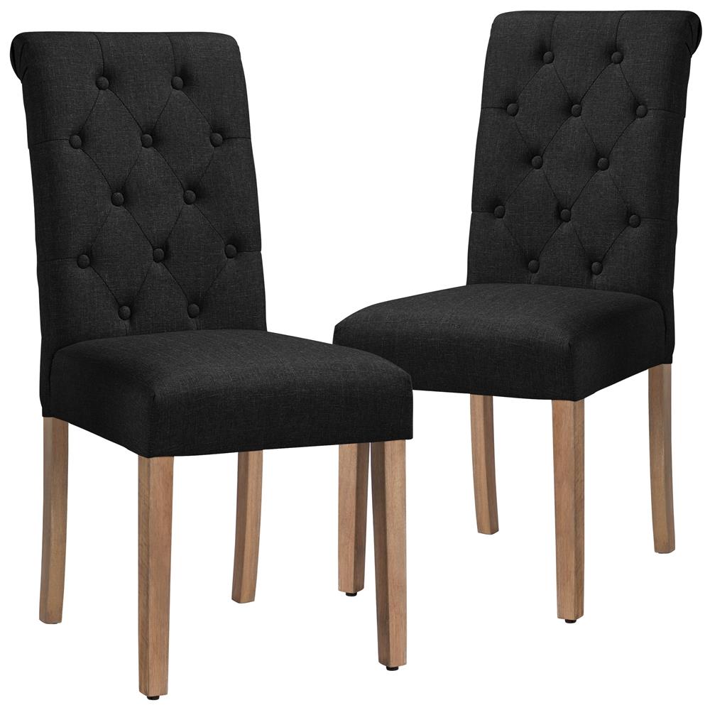 EUGAD Set 2 Sedie Da Pranzo Girevoli In Velluto Nero Con Braccioli - 54,5x63x87cm - 2