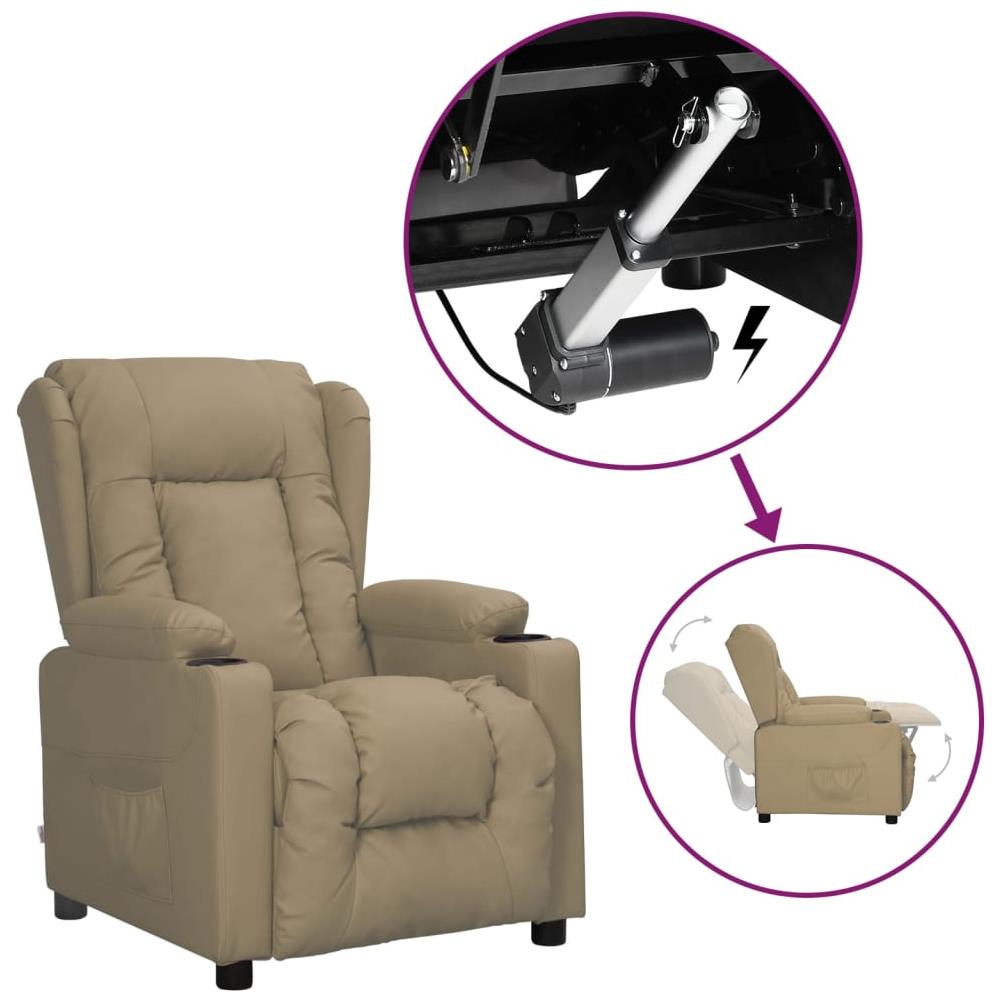 Poltrona Reclinabile Rialzo Cappuccino In Similpelle - Foto 1