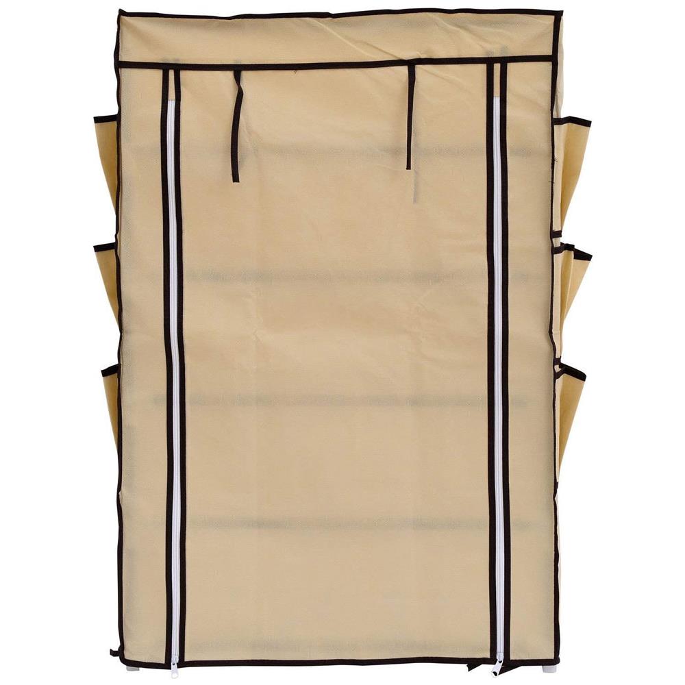 Scarpiera Salvaspazio 6 Ripiani 18 Paia Scaffale Acciaio E Tessuto Tnt Beige - Foto 2