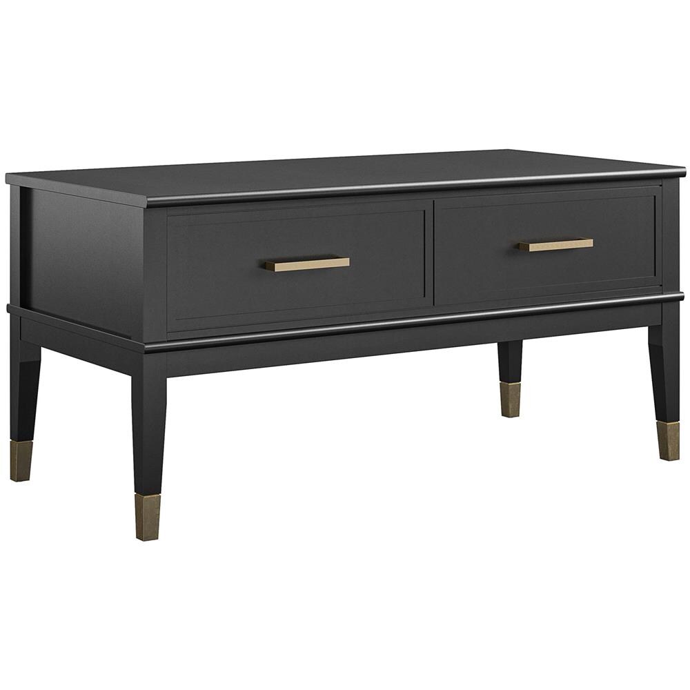 Westerleigh Tavolino Con Alzata E 2 Cassetti In Truciolare Laminato Pvc Nero - Foto 1