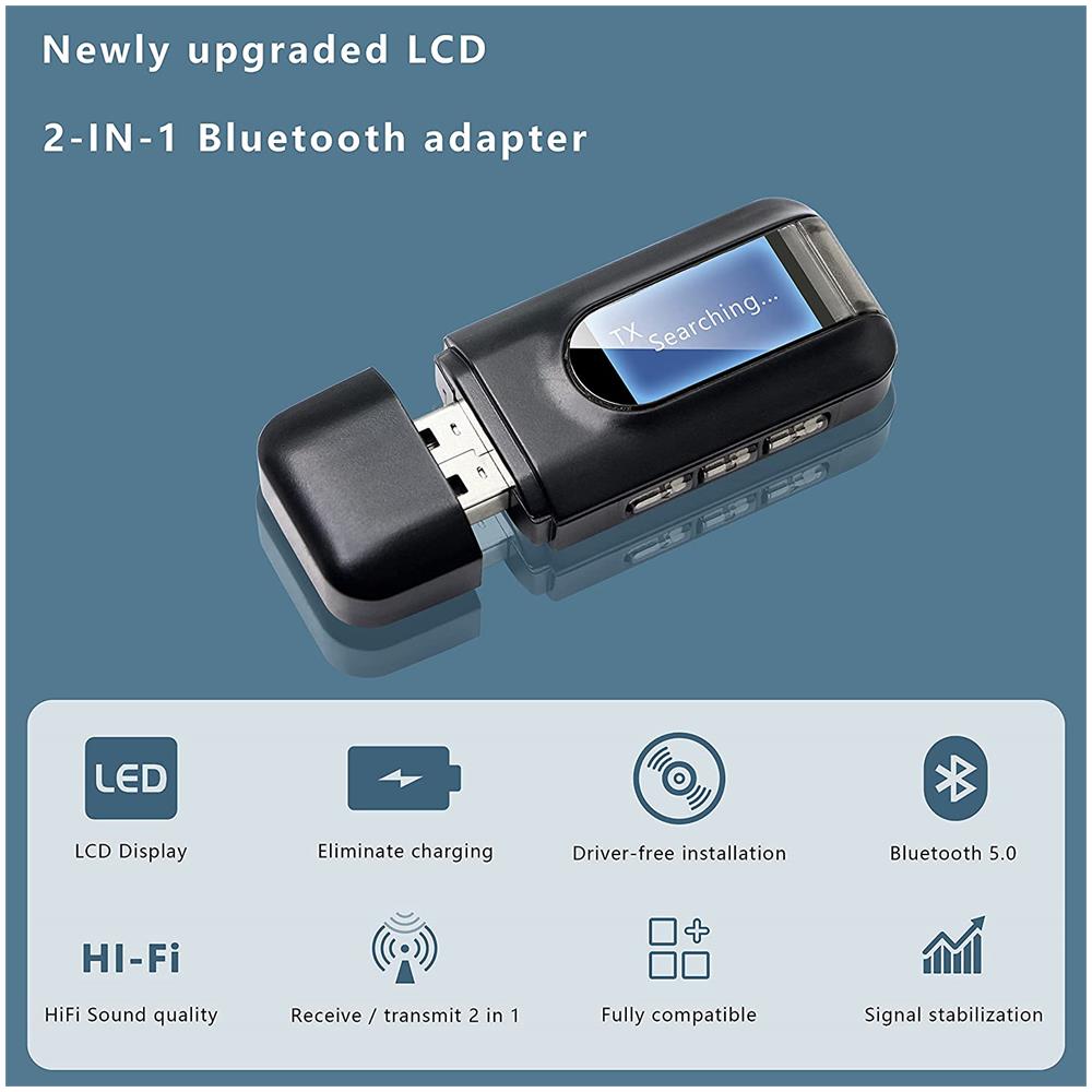 Trasmettitore E Ricevitore Audio Wireless - Adattatore Bluetooth Per Auto/pc/tv/cuffie Black - Foto 2