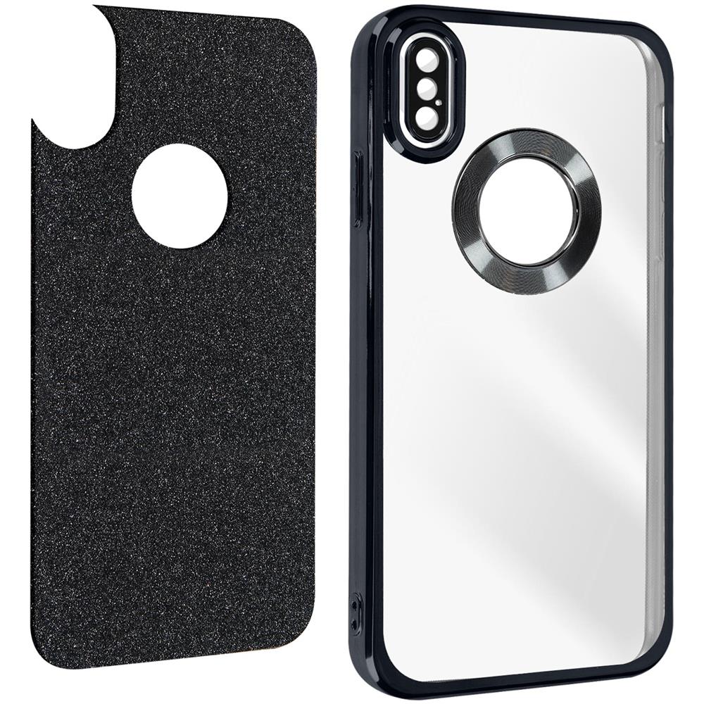 Cover Per Iphone Xs Max Glitter Rimovibile Silicone Gel Protecam Spark Nera - Foto 5
