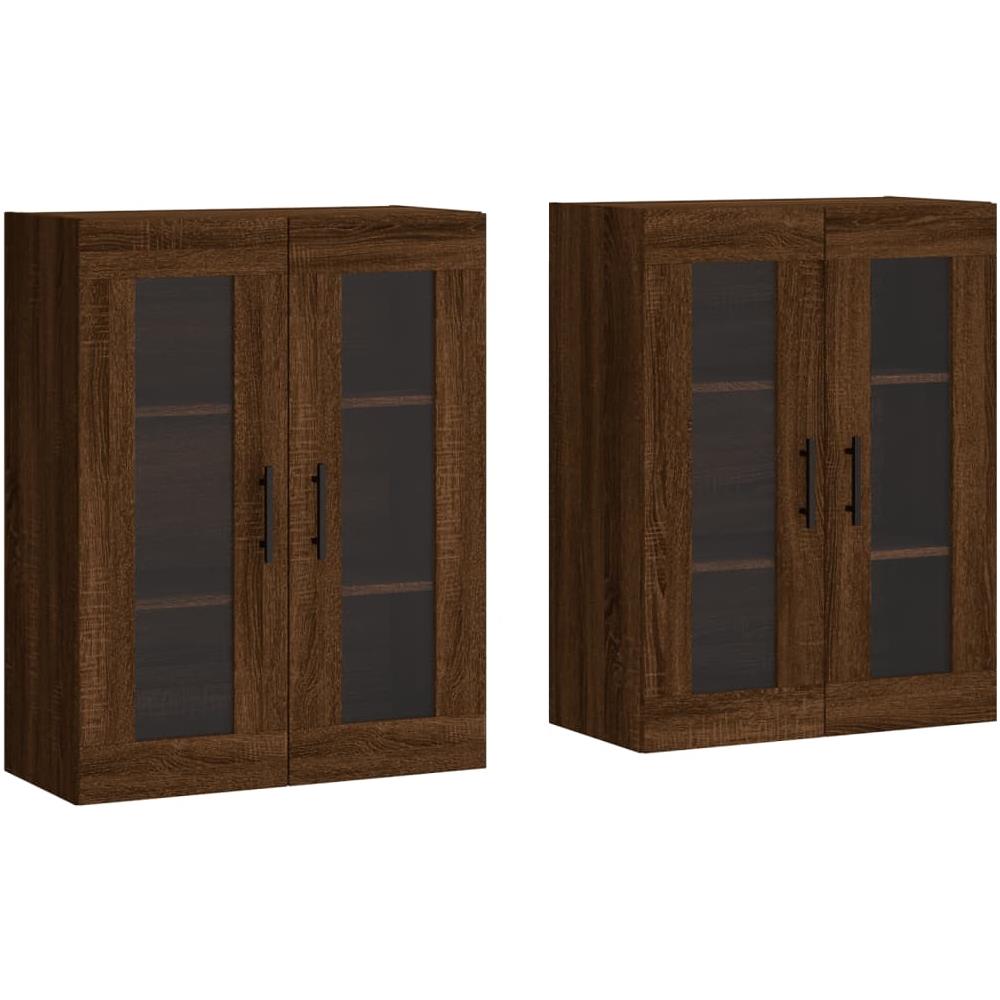 Armadietti A Parete 2 Pz Rovere Marrone In Legno Multistrato - Foto 1