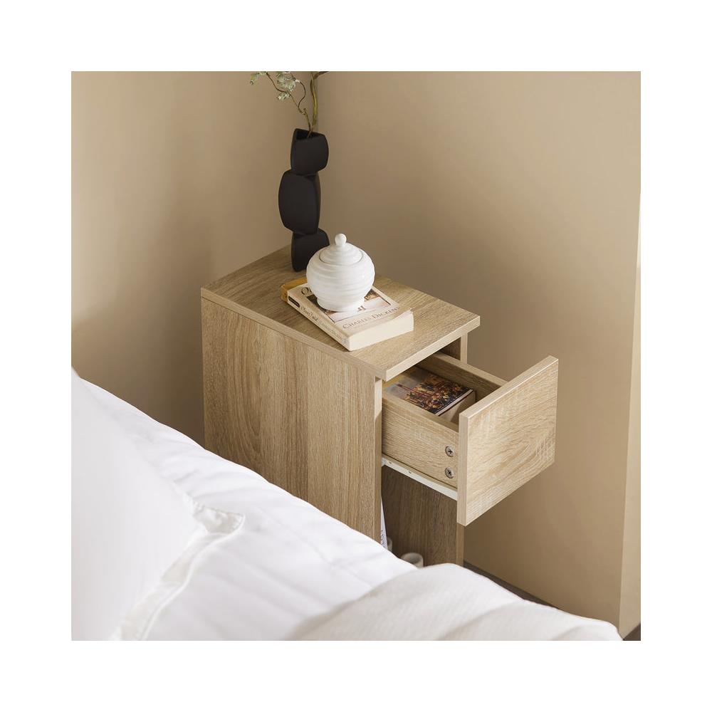 Comodino Con Cassetto Per Letto A Molle 20x60x35 Cm Naturale Fbt111-n - Foto 2