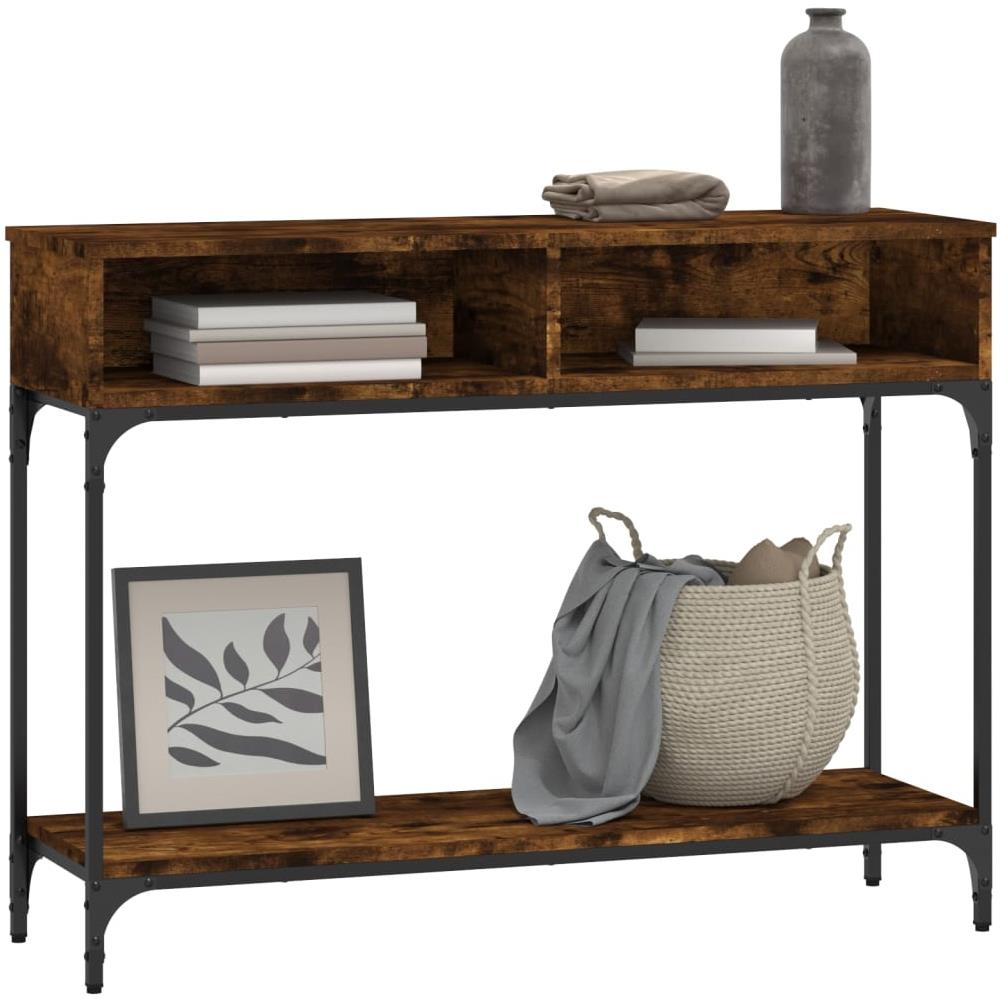 Tavolino Consolle Rovere Fumo 100x30,5x75cm Legno Multistrato - Foto 3