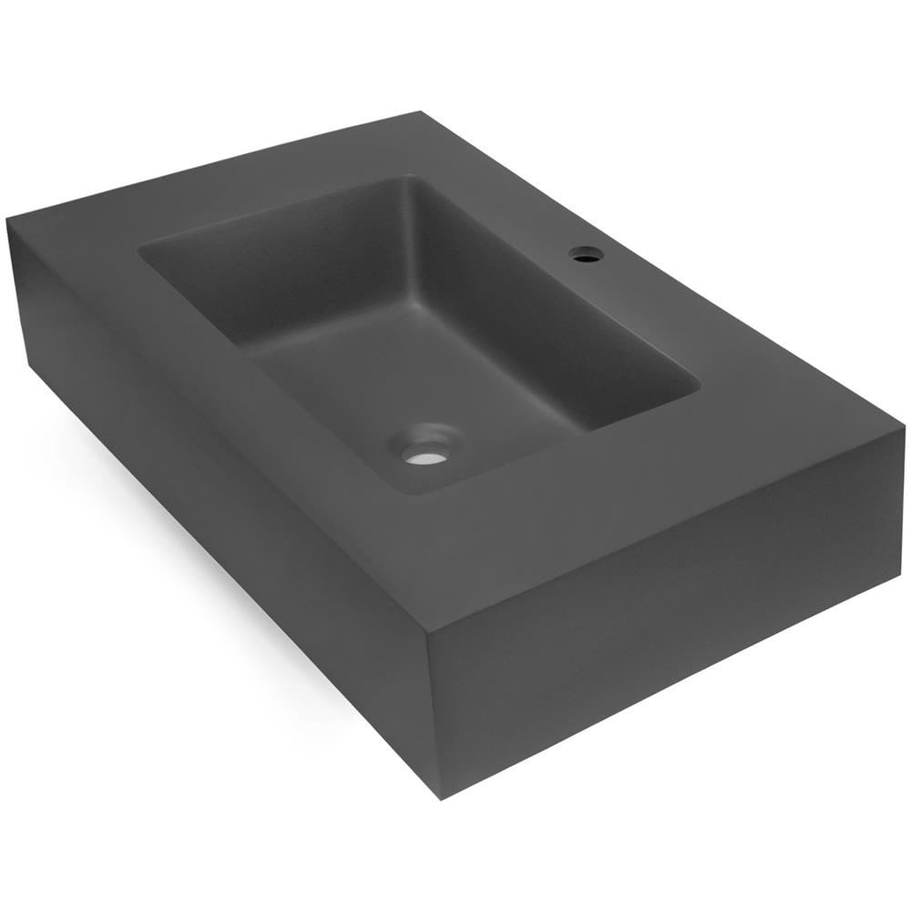 Top Lavabo Sospeso In Materiale Marmo Resina Finitura Liscia Due Colorazioni *** Misure : 90x46x15 Cm, Tinta : Antracite - Foto 1