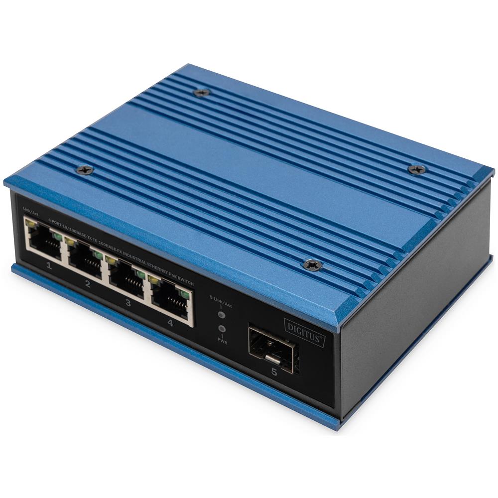 Switch PoE di rete Fast Ethernet a 4 porte, industriale, non gestito, 1 collegamento SFP - Foto 1