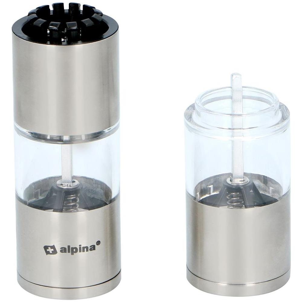 Macinapepe e Sale Spezie Acciaio Inossidabile 2 Scomparti Argento Lame Affilate - Foto 4