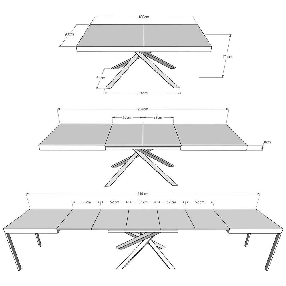 Tavolo allungabile 90x180/440 cm Karida Evolution quercia natura telaio antracite - Foto 5