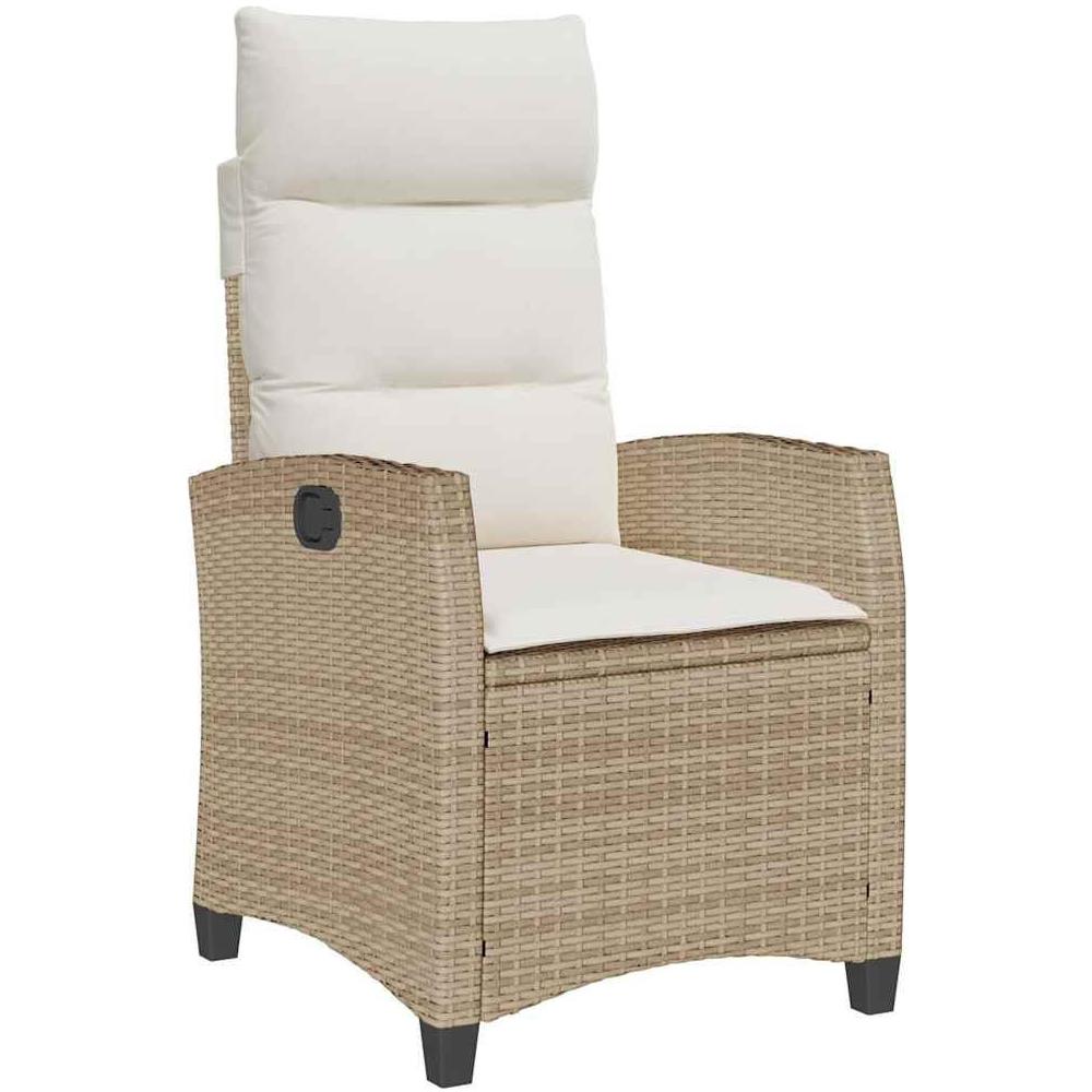 Sedia Reclinabile da Giardino con Tavolino Beige Polyrattan - Foto 1