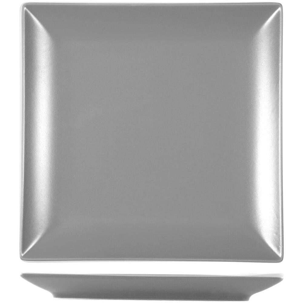 Confezione 6 piatti piani quadrati Boston in stoneware grigio cm 24x24 - Foto 1