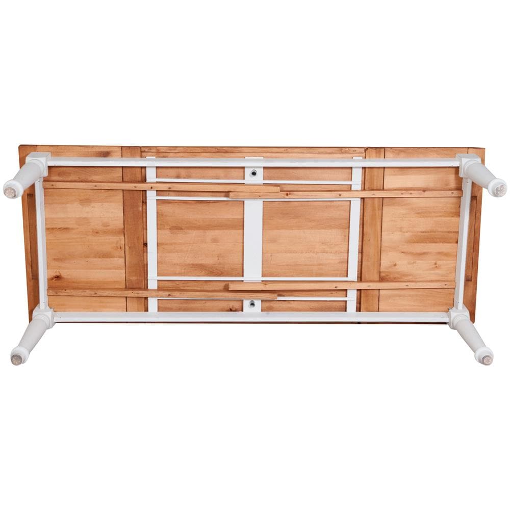 Tavolo Country Allungabile In Legno Massello Di Tiglio Struttura Bianca Anticata Piano Finitura Naturale 220x100x80 Cm - Foto 2