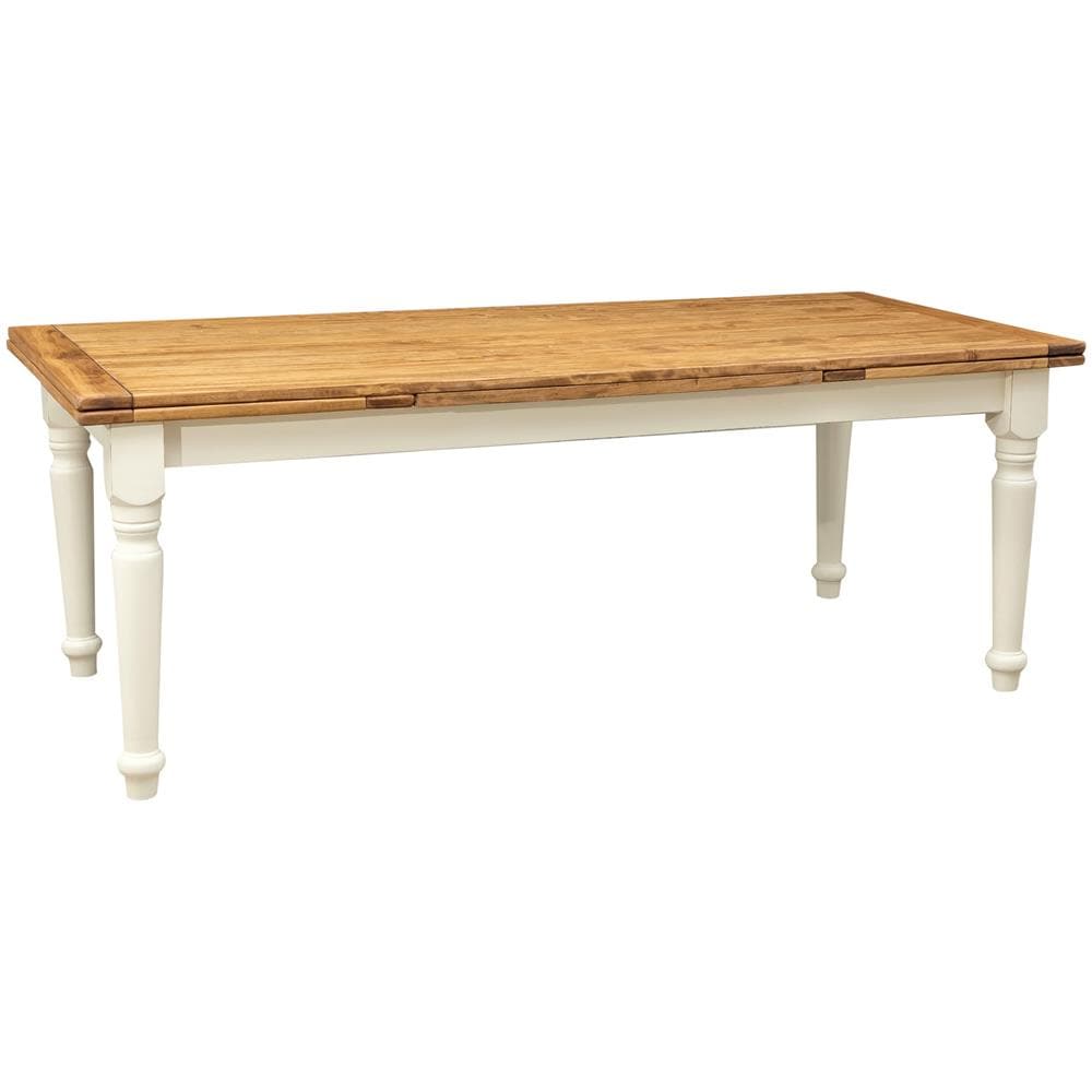 Tavolo Country Allungabile In Legno Massello Di Tiglio Struttura Bianca Anticata Piano Finitura Naturale 220x100x80 Cm - Foto 6