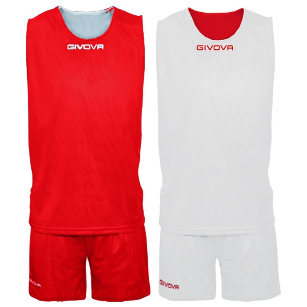 Kit Double - Completino Da Basket Reversibile Di Maglia Smanicata E Pantaloncino Di Colore Rosso / bianco Taglia 3xs - Foto 1