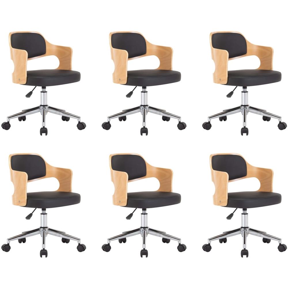 Sedie Da Pranzo Girevoli 6 Pz Nere In Legno Curvo E Similpelle - Foto 2