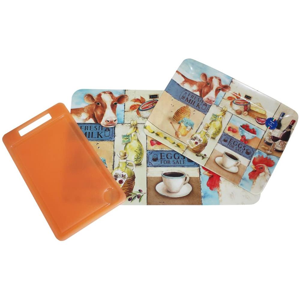 Kit Vassoio, Tovaglietta Country, Tagliere Arancio Made In Italy - Foto 1