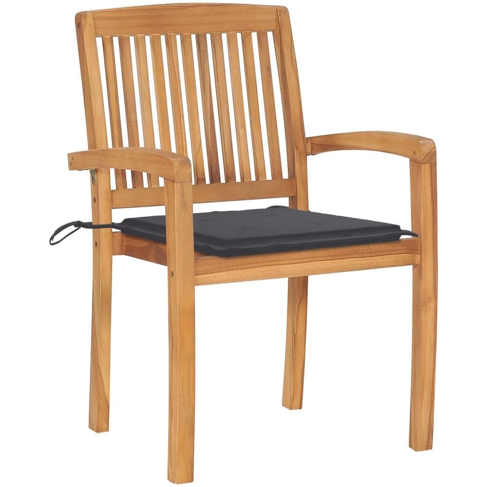 Sedie Da Giardino 2 Pz Con Cuscini Antracite Massello Di Teak - Foto 2