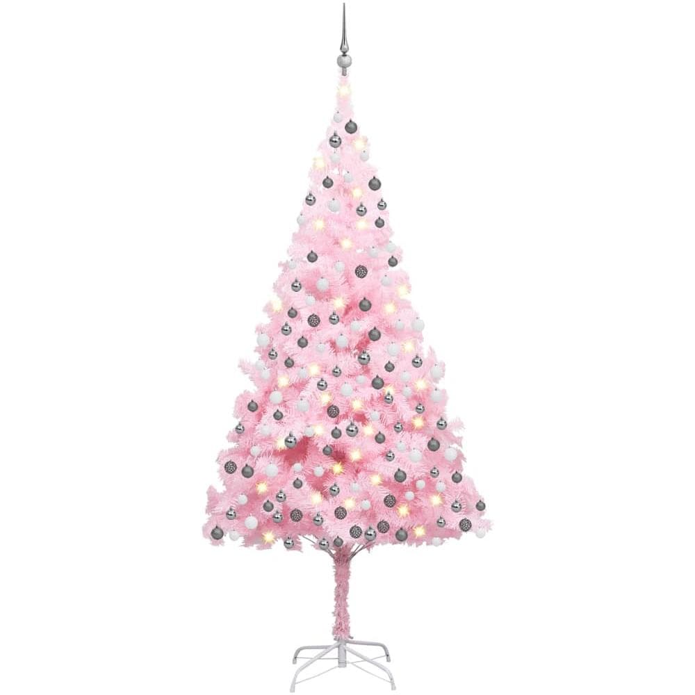 Set Albero Natale Artificiale con LED e Palline Rosa 210 cm PVC - Foto 1