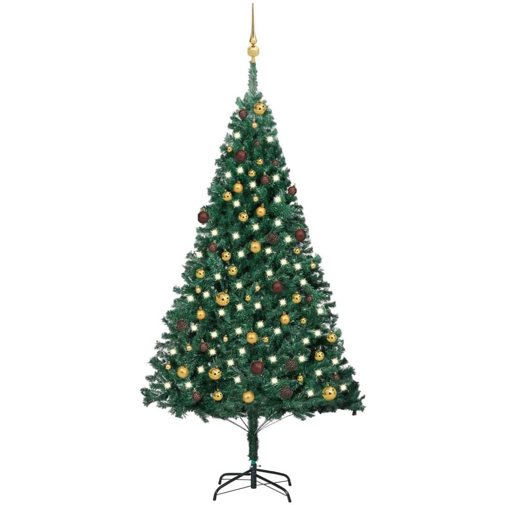 Set Albero Natale Artificiale LED e Palline Verde 210 cm PVC - Foto 1