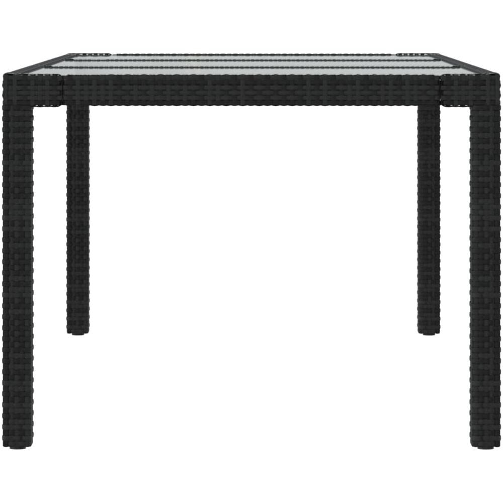 Tavolo Giardino Nero 190x90x75 Cm Vetro Temperato E Polyrattan - Foto 1