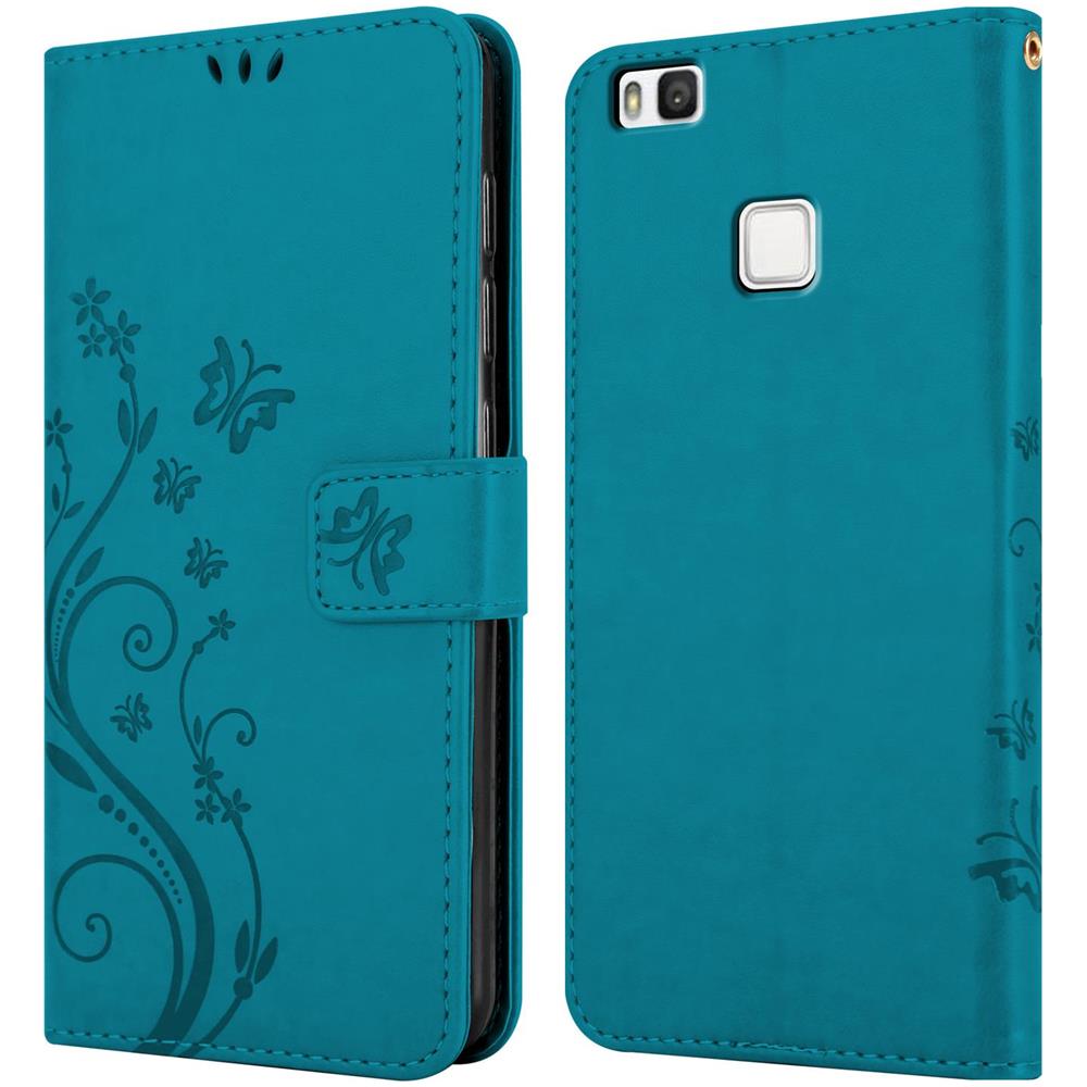 Cadorabo Custodia Compatibile Con Huawei P9 Lite In Blu Fiore - Coperchio Protettivo In Design Floreale Con Chiusura Magnetica, Funzione Stand E Slot Per Carte - Foto 8